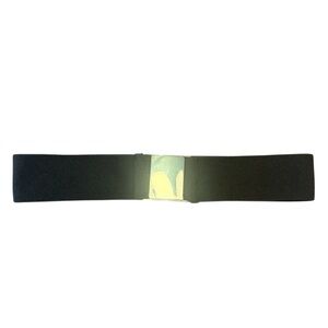 Vintage Black Elastic 2” Wide Belt with Silver Tone Buckle